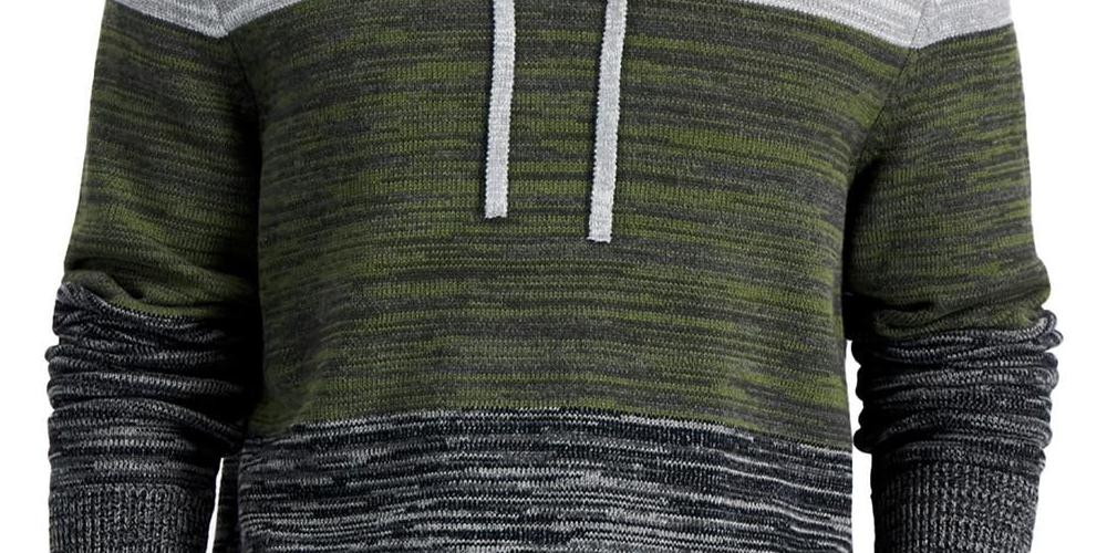 Suéter com capuz Sun + Stone masculino com blocos de cores cinza, tamanho X-G