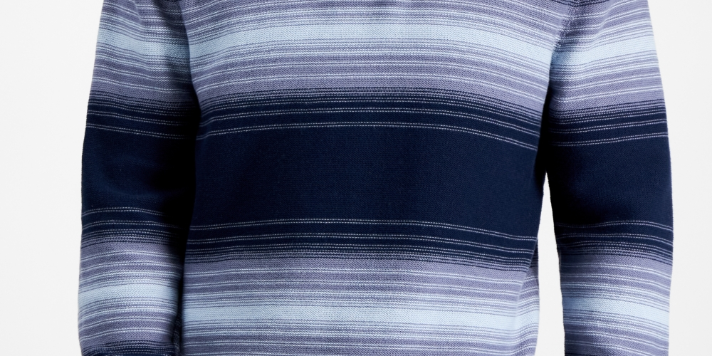 Suéter xale listrado horizontal Deacon masculino Sun + Stone, azul, tamanho médio