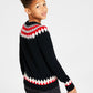 Charter Club Big Boy's Fair Isle Mock Neck Holiday Sweater Preto Tamanho Médio