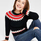 Charter Club Big Girl's Fair Isle Mock Neck Holiday Sweater Preto Tamanho Grande