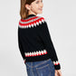 Charter Club Big Girl's Fair Isle Mock Neck Holiday Sweater Preto Tamanho Grande