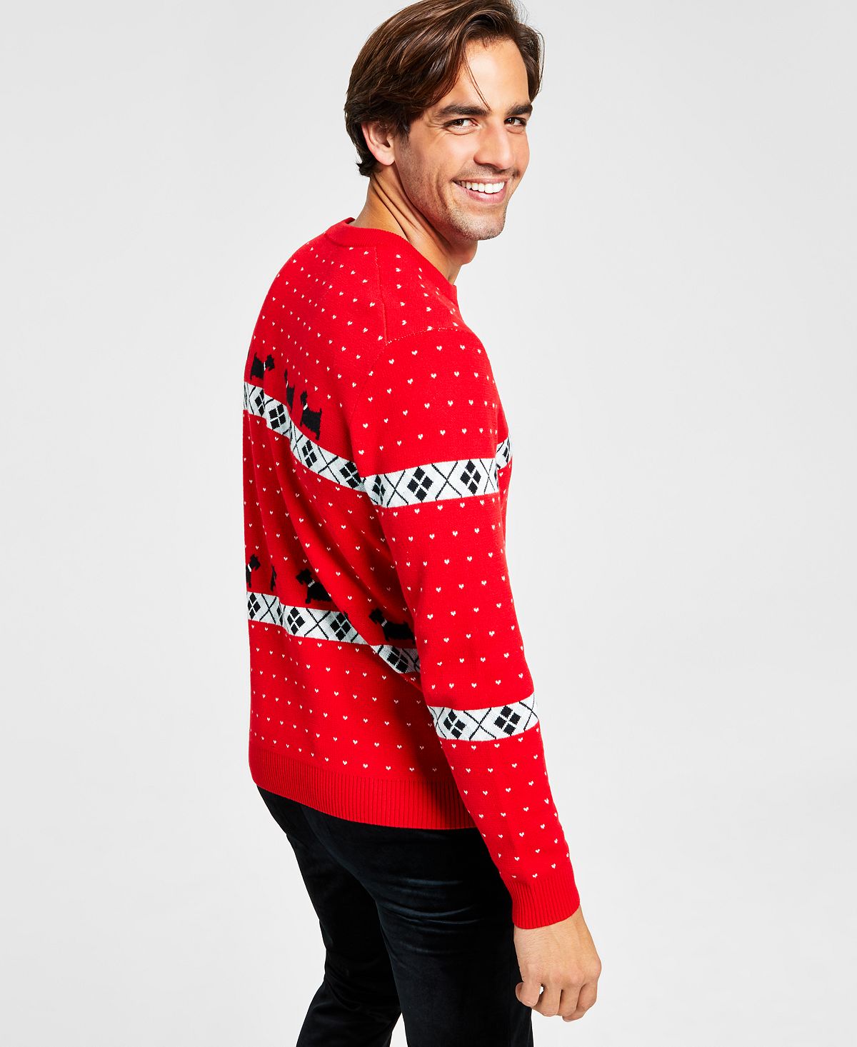 Charter Club Masculino Caminhada Scottie Holiday Sweater Vermelho Tamanho Grande