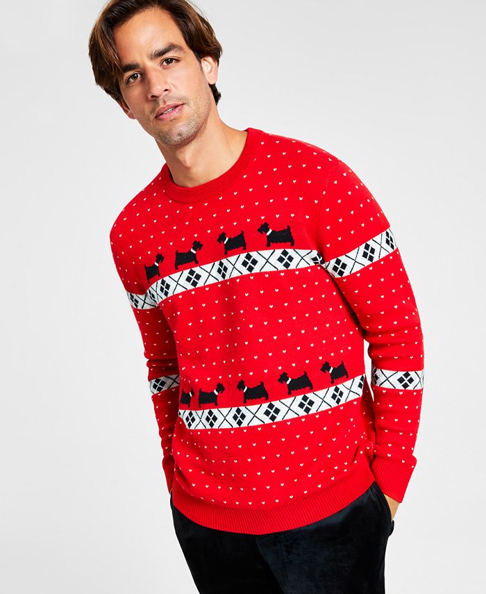 Charter Club Masculino Caminhada Scottie Holiday Sweater Vermelho Tamanho XX-G
