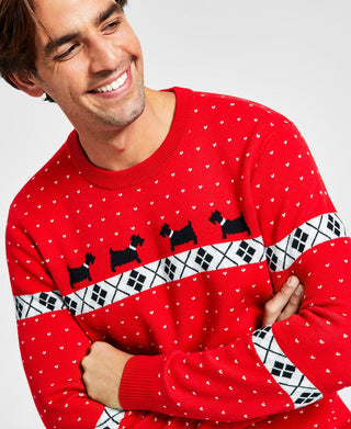 Charter Club Men's Walking Scottie Holiday Sweater Red Size XX-Large