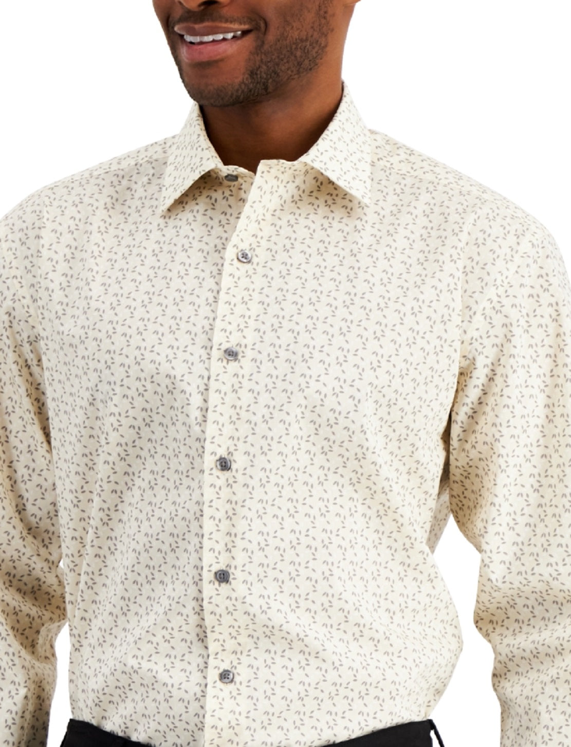 Camisa social masculina Alfani Regular Fit Traveler Stretch Geo Print Marrom Tamanho 32X33