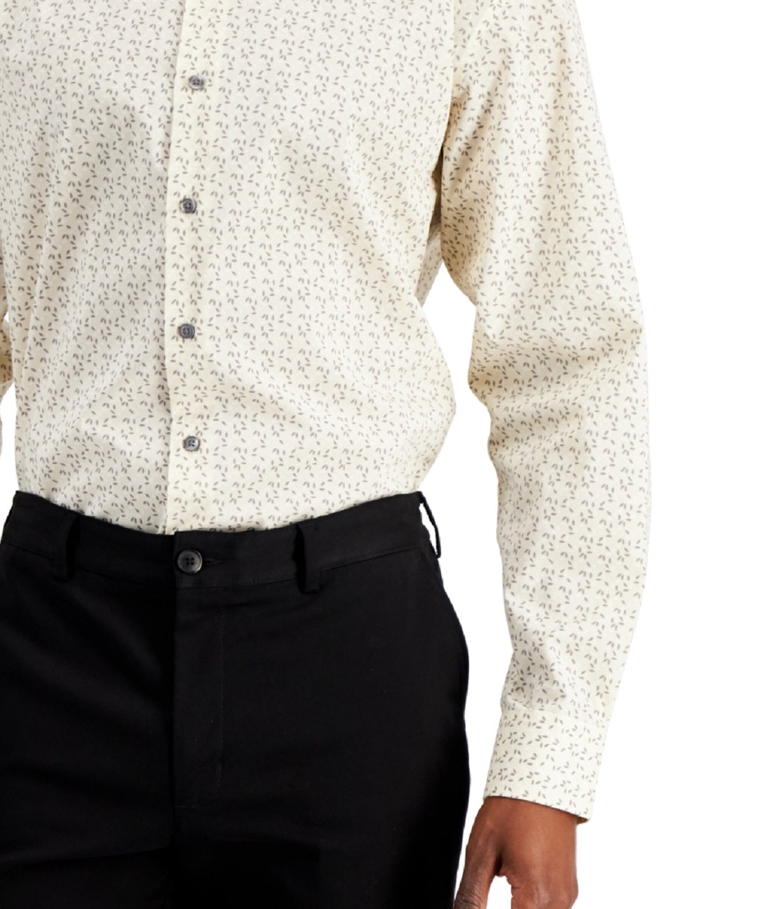 Camisa social masculina Alfani Regular Fit Traveler Stretch Geo Print Marrom Tamanho 32X33