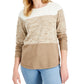 Karen Scott Suéter Feminino de Algodão Colorblock Marrom Tamanho Médio