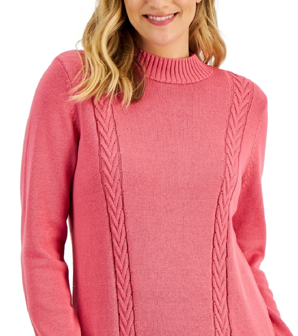 Karen Scott Suéter Feminino de Tricô de Algodão Rosa Tamanho X-G