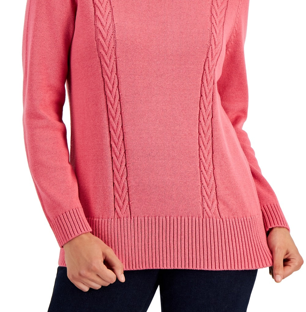 Karen Scott Suéter Feminino de Tricô de Algodão Rosa Tamanho X-G