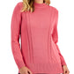 Karen Scott Suéter Feminino de Tricô de Algodão Rosa Tamanho X-G