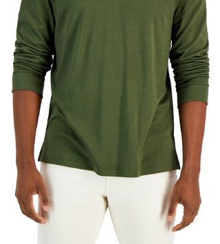 Camisa polo masculina Alfani Regular Fit Solid manga comprida Supima verde tamanho X-G