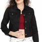 Jaqueta jeans feminina clássica estilo &amp; co, preta, tamanho grande