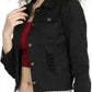 Jaqueta jeans feminina clássica estilo &amp; co, preta, tamanho grande