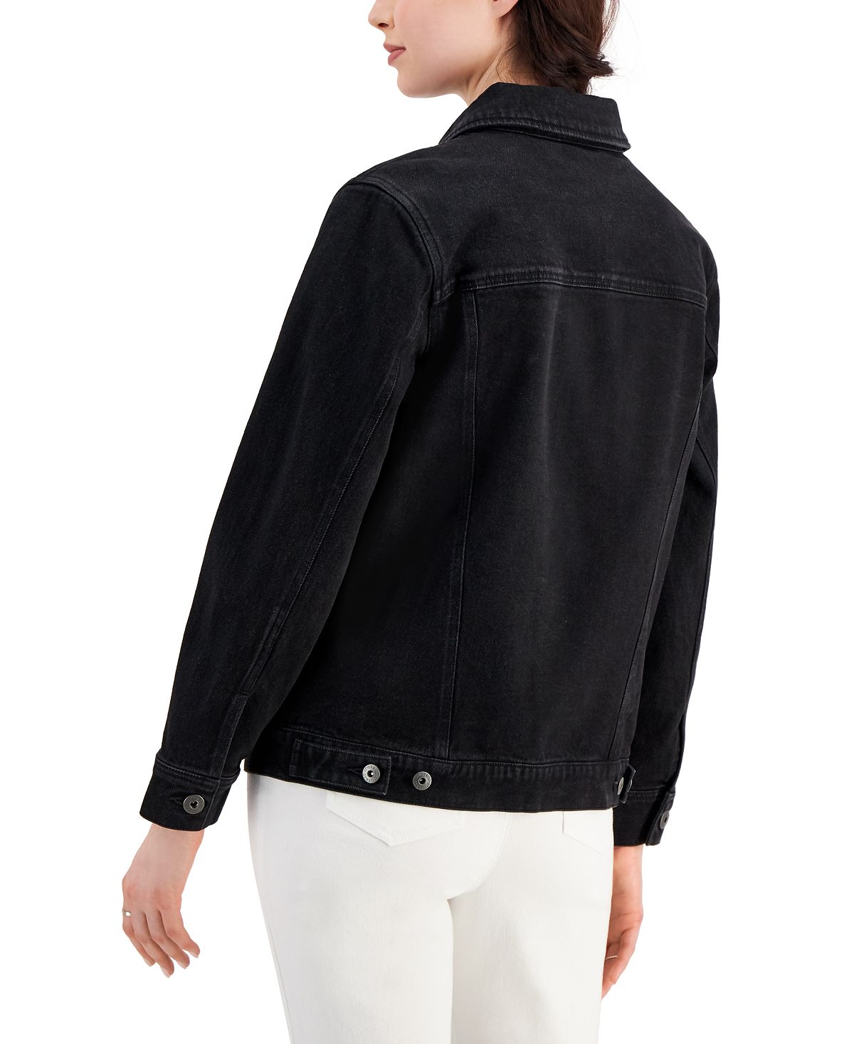 Jaqueta jeans estilo caminhoneiro feminina preta tamanho grande