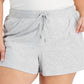 ID Ideology Shorts femininos retrô reciclados com cordão, cinza, tamanho 3X