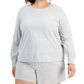 ID Ideology Blusa feminina retrô reciclada de manga comprida cinza tamanho 2X