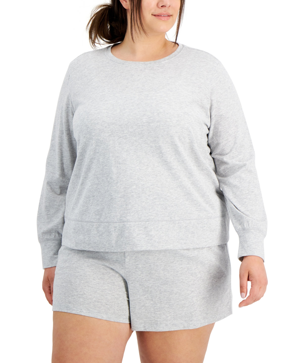 ID Ideology Blusa feminina retrô reciclada de manga comprida cinza tamanho 2X