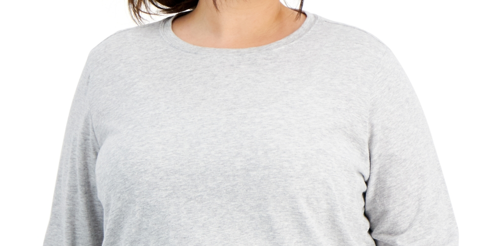 ID Ideology Blusa feminina retrô reciclada de manga comprida cinza tamanho 2X