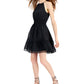 Vestido curto feminino com alças finas e decote em V da INC International Concepts, preto, tamanho X-S