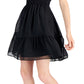 Vestido curto feminino com alças finas e decote em V da INC International Concepts, preto, tamanho P