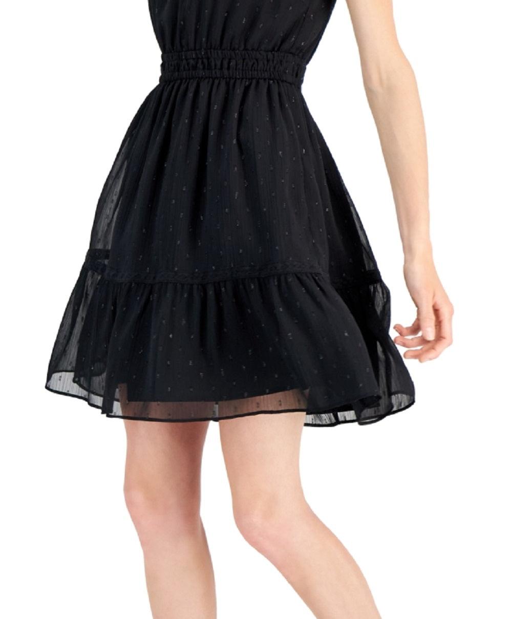 Vestido curto feminino com alças finas e decote em V da INC International Concepts, preto, tamanho P