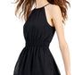 Vestido curto feminino com alças finas e decote em V da INC International Concepts, preto, tamanho médio