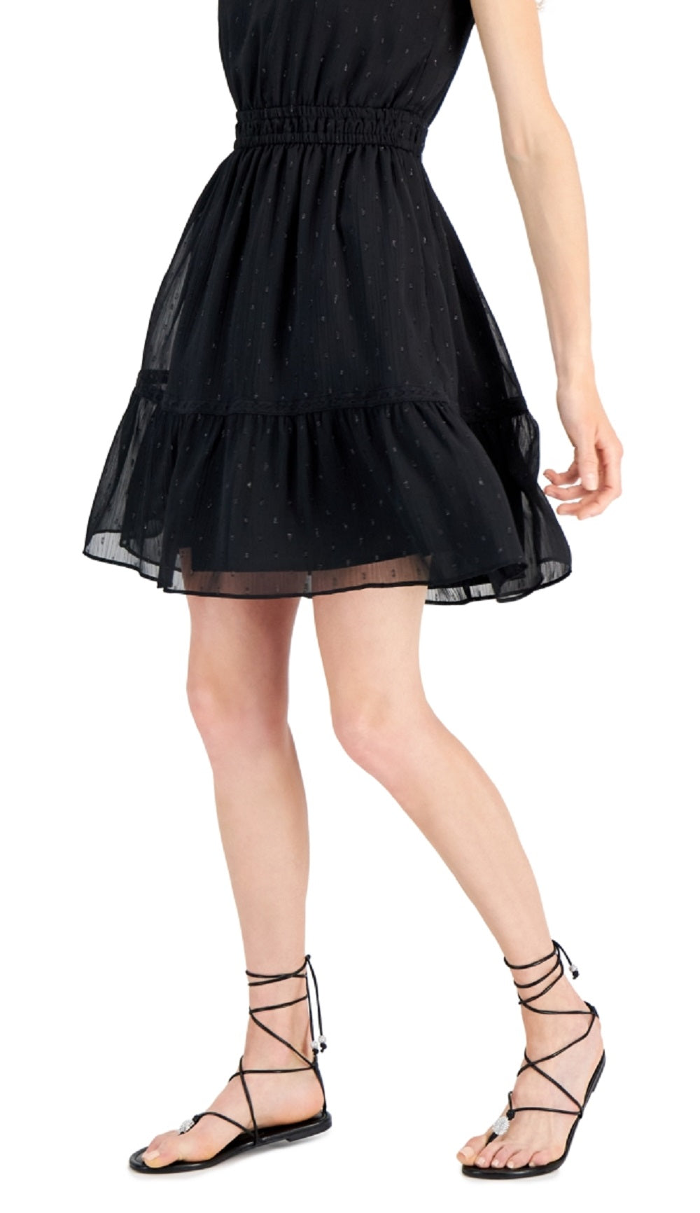 Vestido curto feminino com alças finas e decote em V da INC International Concepts, preto, tamanho grande