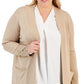 Cardigan feminino JM Collection com manga de botão e lurex, amarelo, tamanho 3X