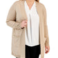 Cardigan feminino JM Collection com manga de botão e lurex, amarelo, tamanho 3X