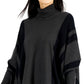 Poncho feminino Alfani listrado com gola alta, cinza, tamanho pequeno