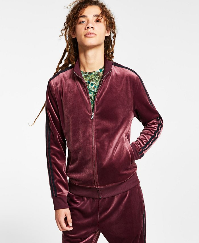 INC International Concepts Jaqueta de moletom de veludo masculina vermelha tamanho grande