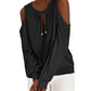 Blusa de malha feminina com ombros descobertos da INC International Concepts, preta, tamanho pequeno