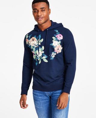 Moletom com capuz floral masculino Andres Regular Fit da INC International Concepts, azul, tamanho pequeno
