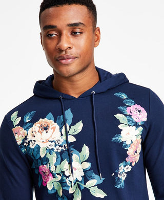 Moletom com capuz floral masculino Andres Regular Fit da INC International Concepts, azul, tamanho pequeno