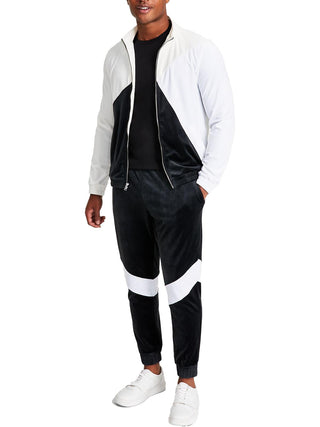 Jaqueta de corrida masculina INC International Concepts com blocos de cor de veludo, branca, tamanho X-S