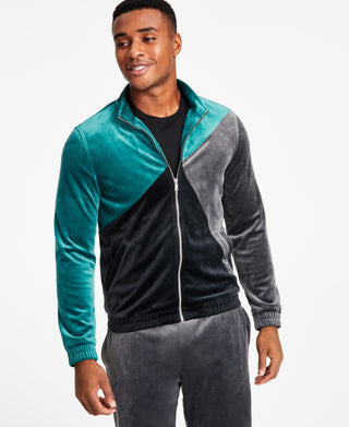 Jaqueta de veludo com blocos de cores e corte regular da INC International Concepts para homens, verde, tamanho pequeno