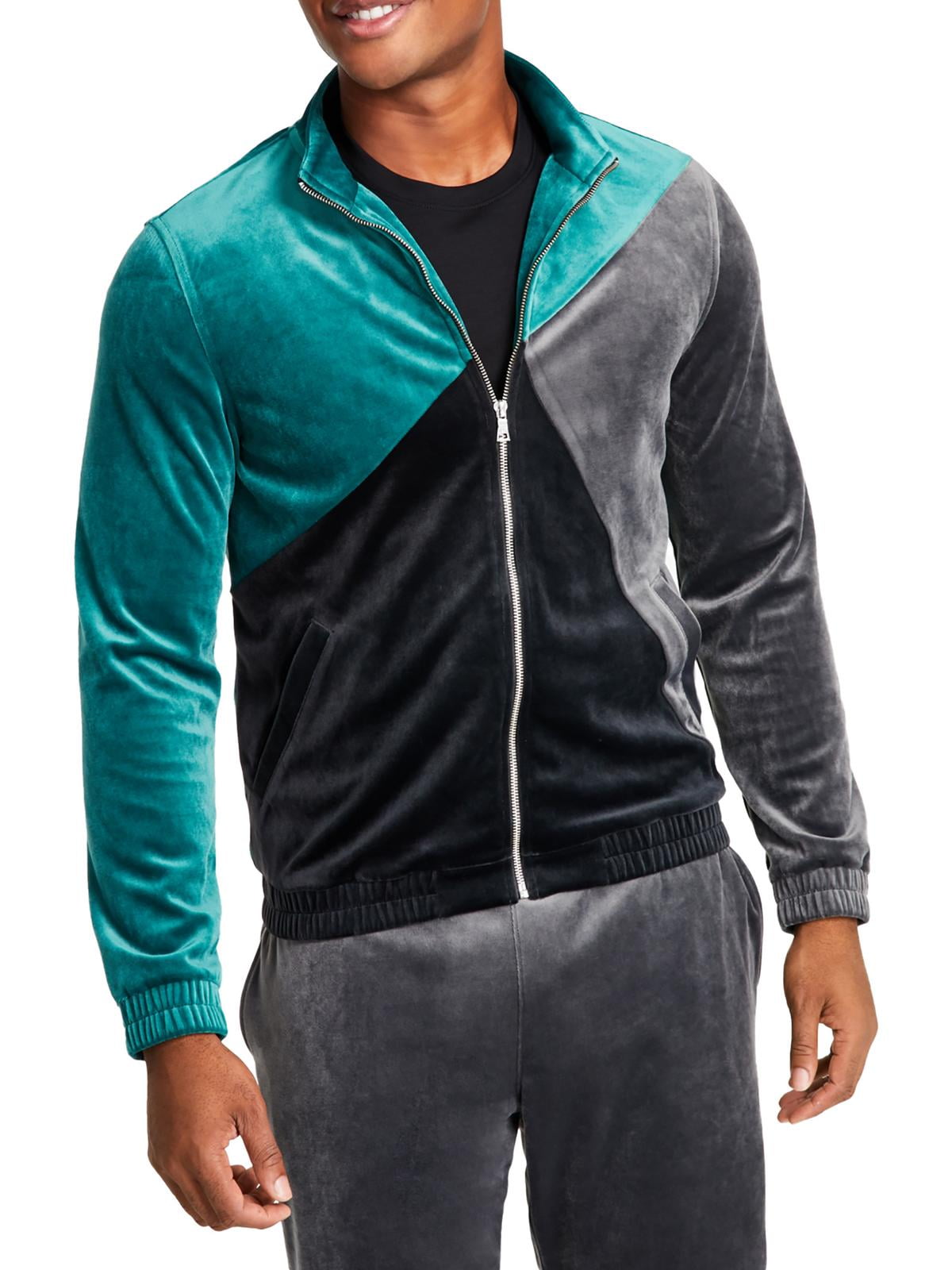Jaqueta de veludo com blocos de cores e corte regular da INC International Concepts para homens, tamanho médio, verde