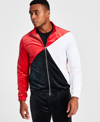 Jaqueta de veludo com blocos de cores e corte regular INC International Concepts masculina, tamanho médio, vermelha