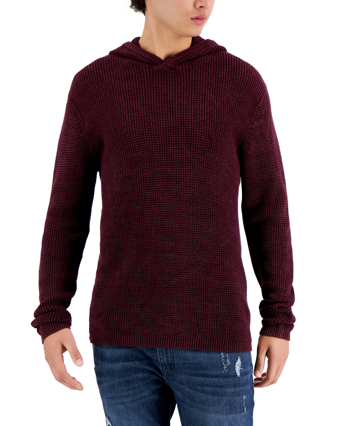 Suéter com capuz masculino com lavagem ácida da INC International Concepts, vermelho, tamanho pequeno