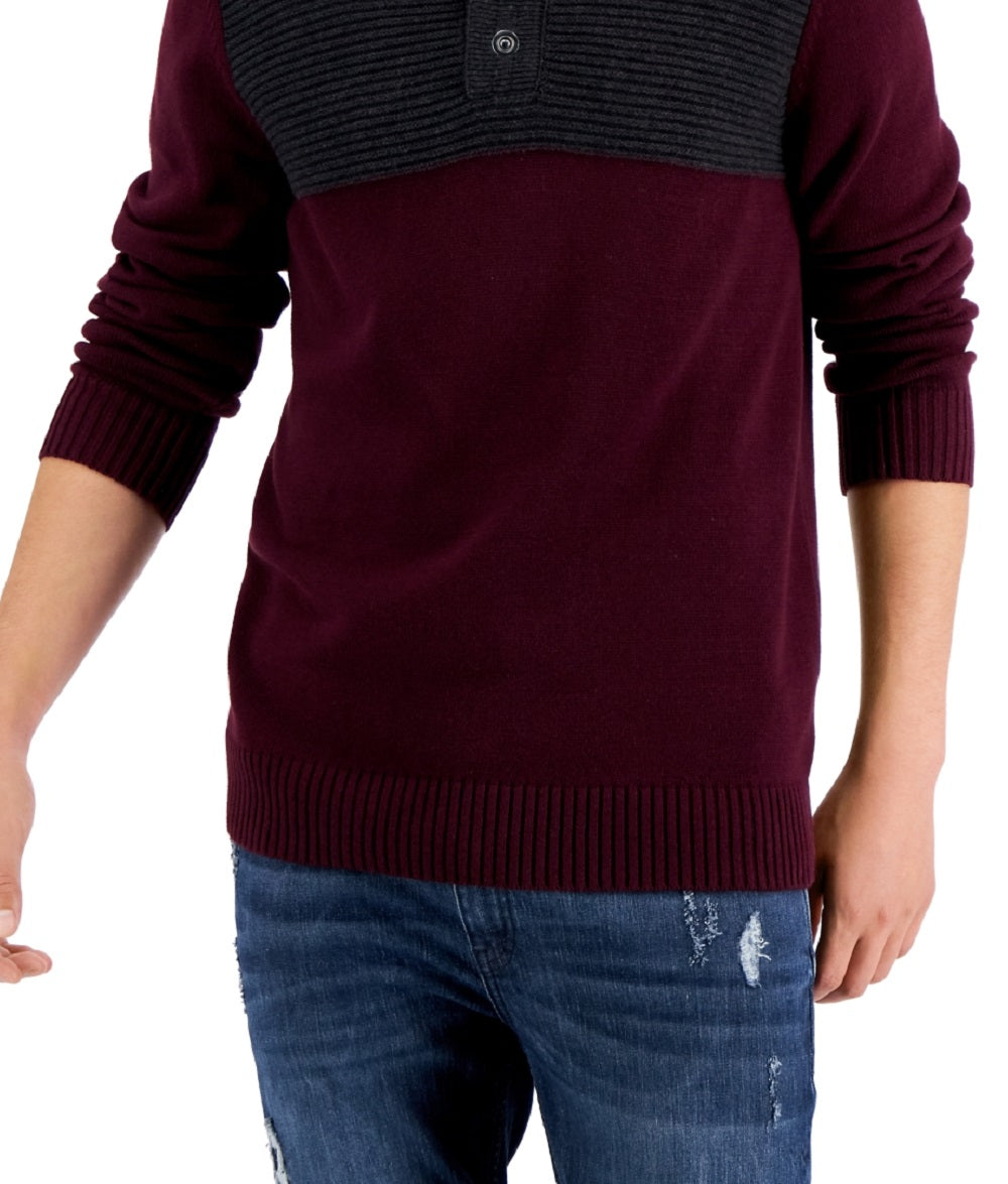 Suéter masculino com gola falsa e blocos de cores da INC International Concepts, tamanho médio, vermelho