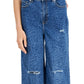 Calça jeans feminina com estampa animal e perna larga destruída da INC International Concepts, azul, tamanho 4