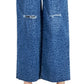 Calça jeans feminina com estampa animal e perna larga destruída da INC International Concepts, azul, tamanho 4