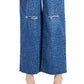 Calça jeans feminina com estampa animal e perna larga destruída da INC International Concepts, azul, tamanho 14
