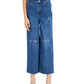 Calça jeans feminina com estampa animal e perna larga destruída da INC International Concepts, azul, tamanho 14