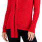 Suéter feminino Charter Club Solid Cable Scarf vermelho tamanho X-G