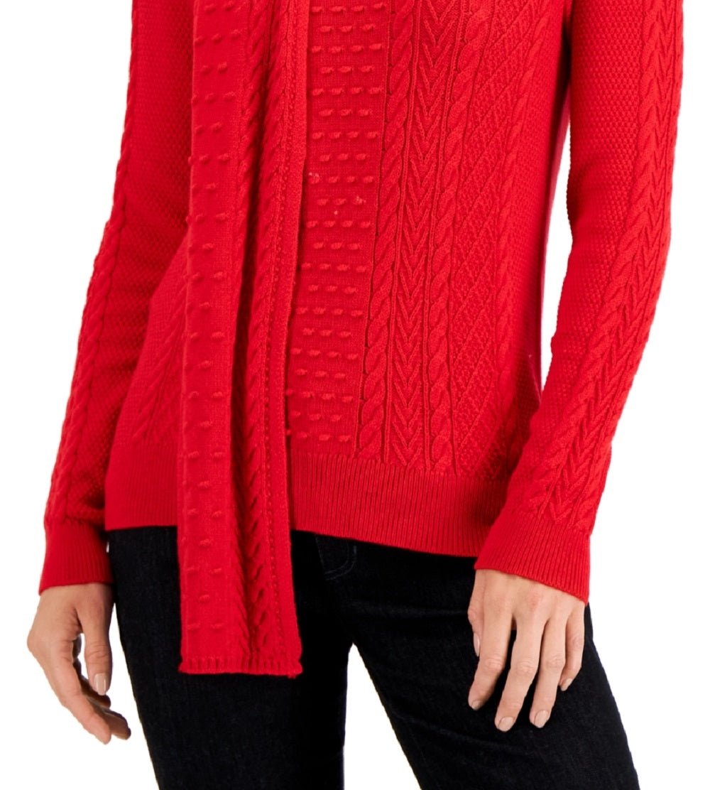 Suéter feminino Charter Club Solid Cable Scarf vermelho tamanho X-G