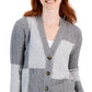 Cardigan de malha patchwork feminino Charter Club cinza tamanho X-S