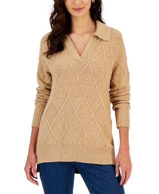 Charter Club Women's Long Sleeve Sweater Brown Size Small