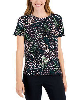 Camiseta feminina estampada Alfani Step Hem, verde, tamanho pequeno médio