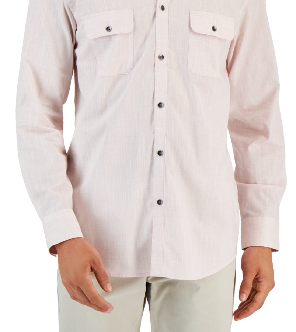 Camisa Alfani Masculina Regular Fit Lisa Rosa Tamanho P